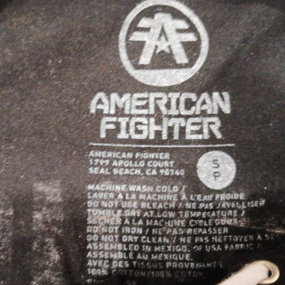 Women's American Fighter Black Tee with Gold and Green Accents - Picture 2 of 3